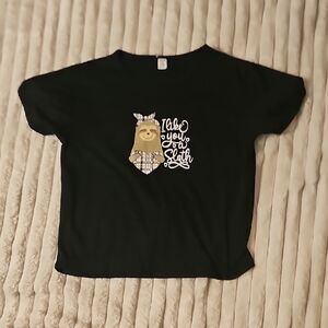 SHEIN Black Short Sleeve Tee with Cartoon Owl Design